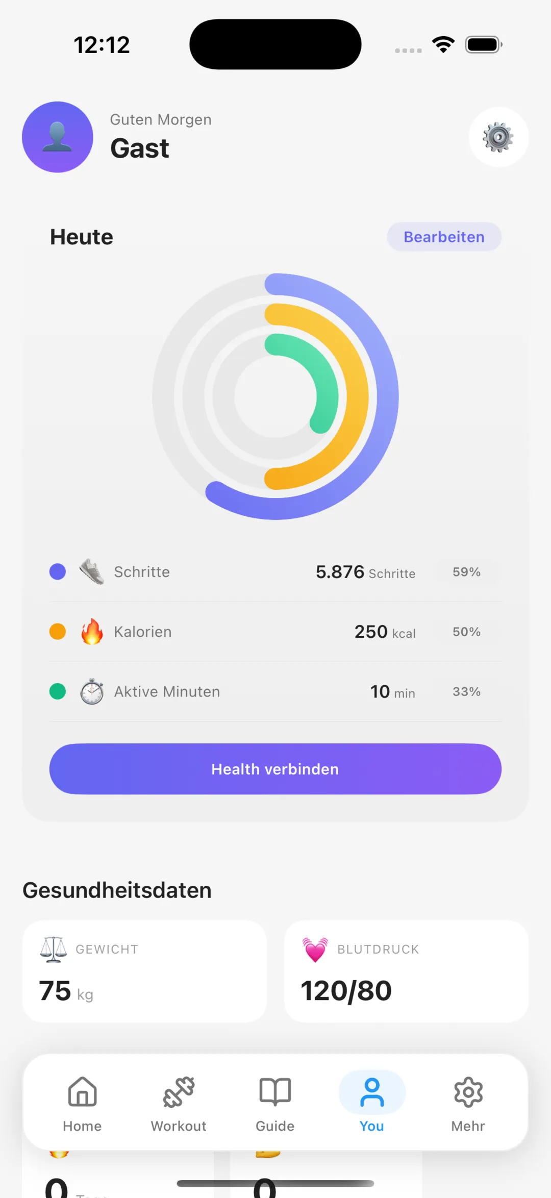 ShapyFit App - Fortschritt Statistiken